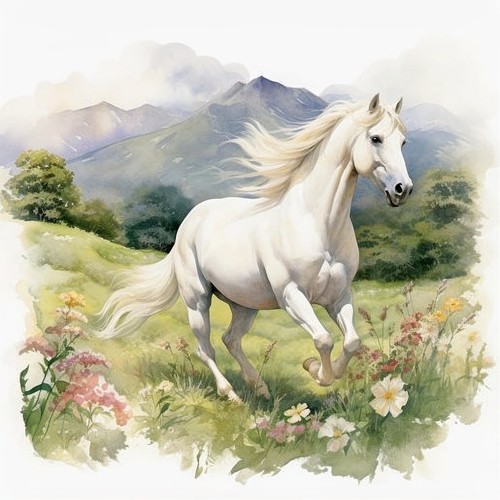 Wandbild pferd schimmel - pferd,
