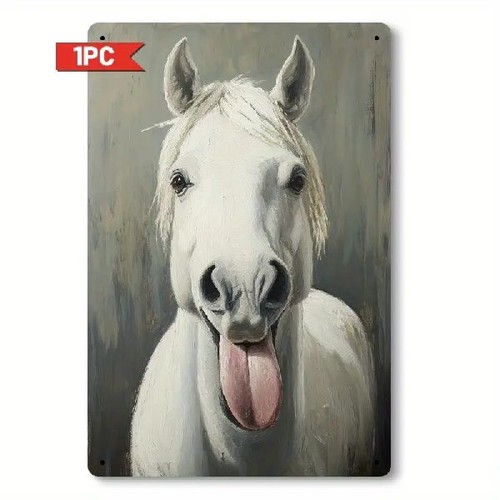 Blechschild pferd schimmel - blechschild,