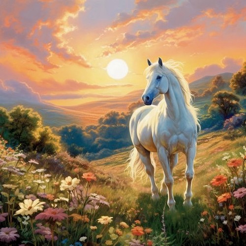 Wandbild pferd schimmel - pferd,